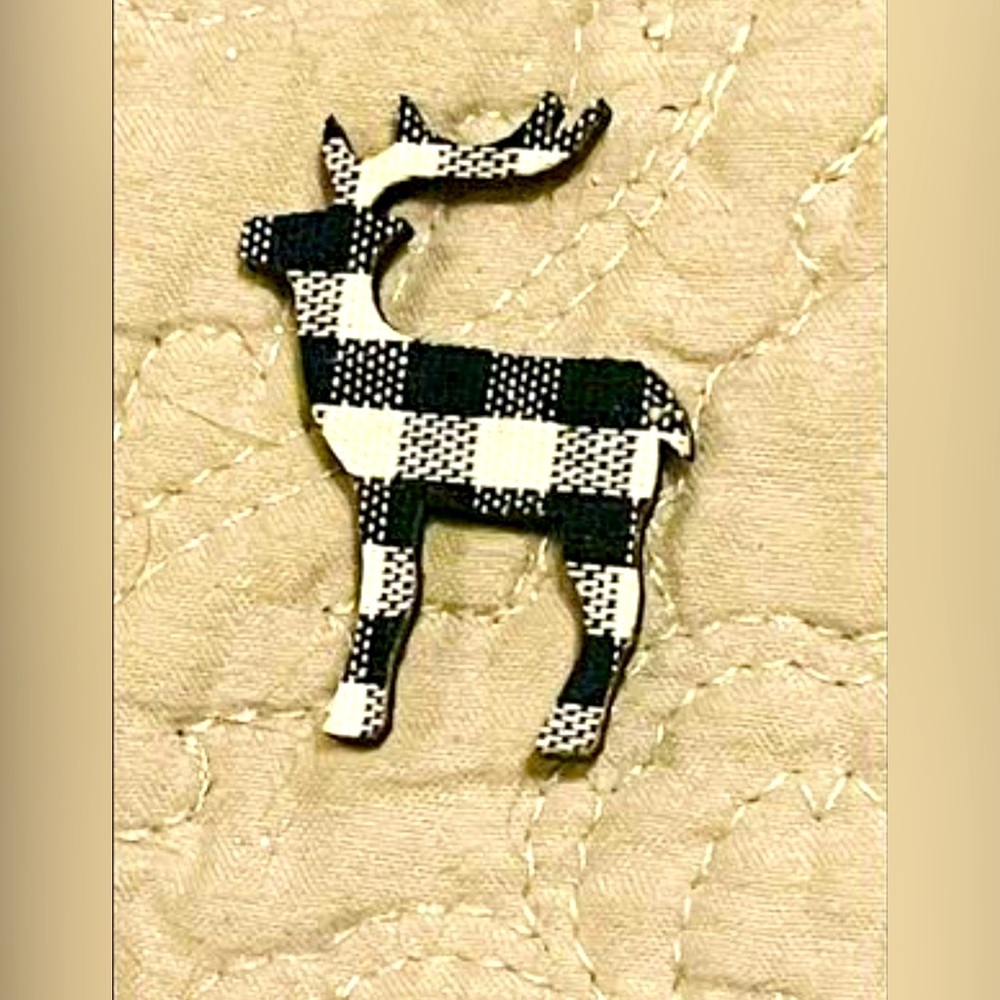 *Mini Plaid Deer Bowl Filler Black & White